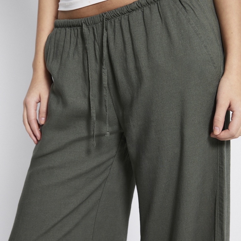 Linen blend pants "Donna" Army Green